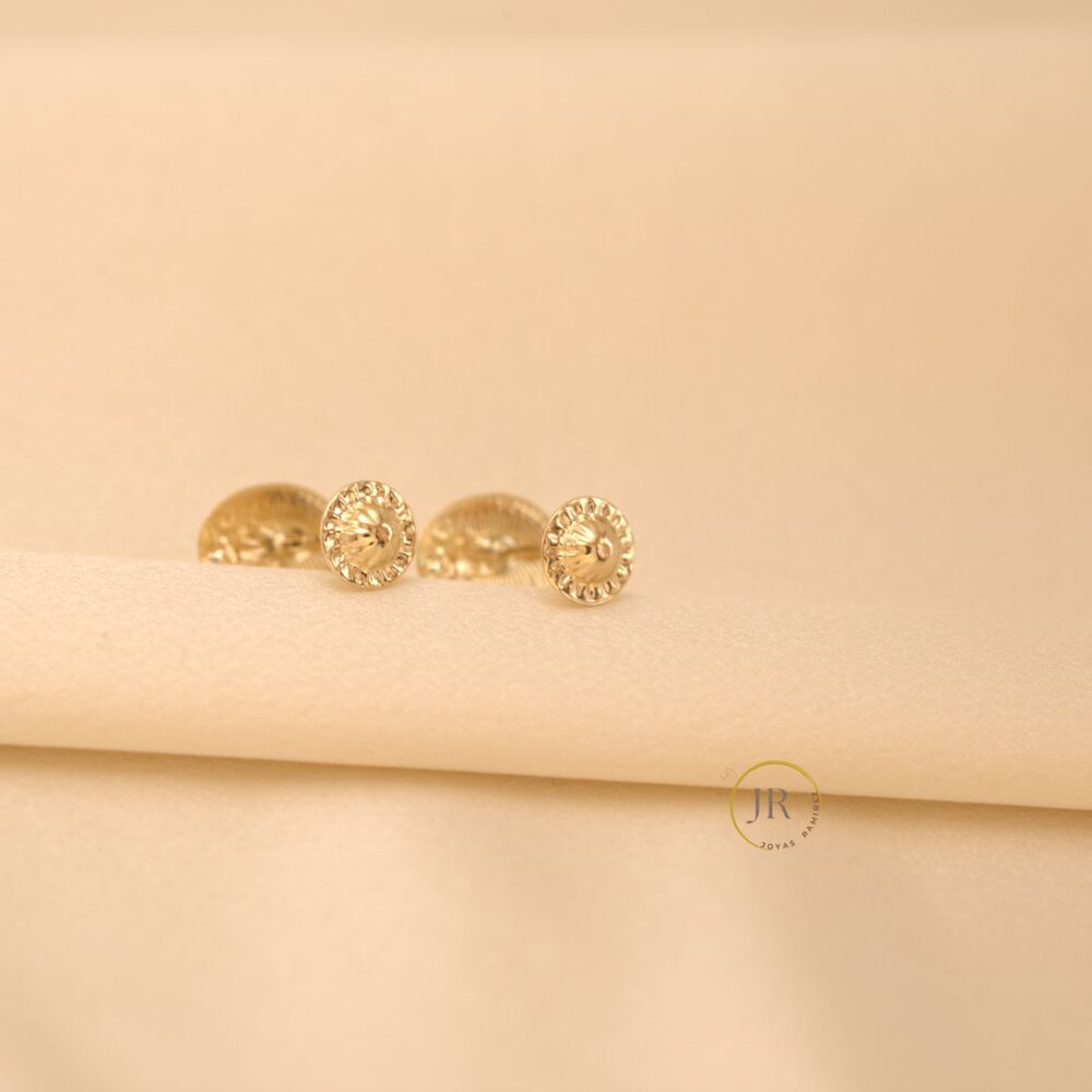 14K Solid Gold Our Lady of Guadalupe Stud Earrings • Catholic Gift for Her - Picture 4 of 7